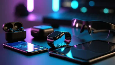 gadget terbaru yang wajib dimiliki dengan smartphone, smartwatch, earbuds wireless dan tablet teknologi modern